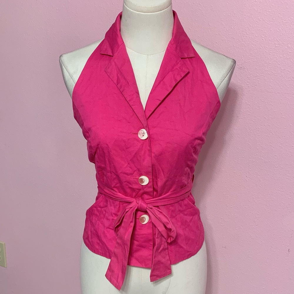 VTG Fuchsia Halter Blouse XS